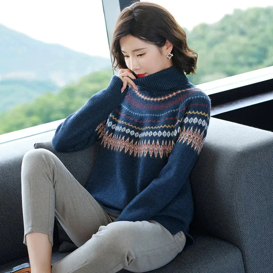 Women's Turtleneck Thick Knit Sweater for Fall/Winter