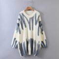 Loose Tie-Dye Knit Sweater with Round Neck for Fall