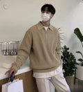 Men's Half-Zip Striped Polo Sweater