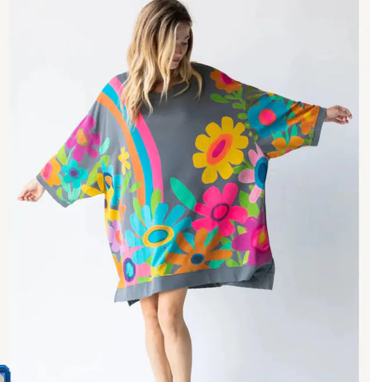 Loose Fit Printed Crew Neck Sweatshirt for Women