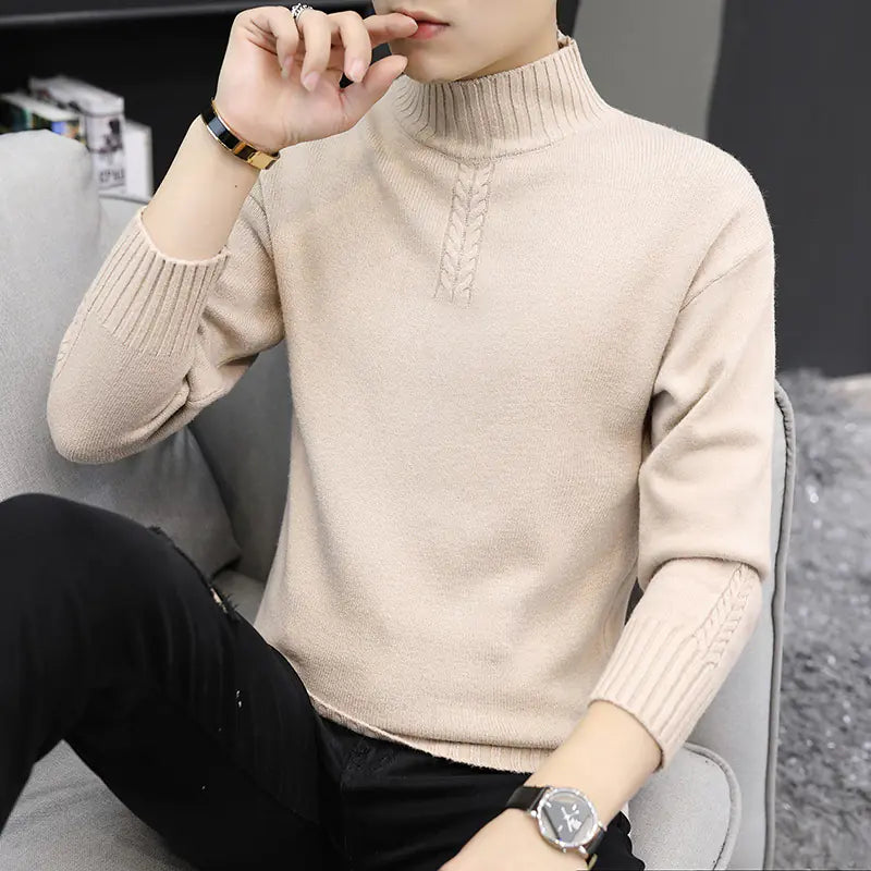 Men's Solid Color Half Collar Sweater
