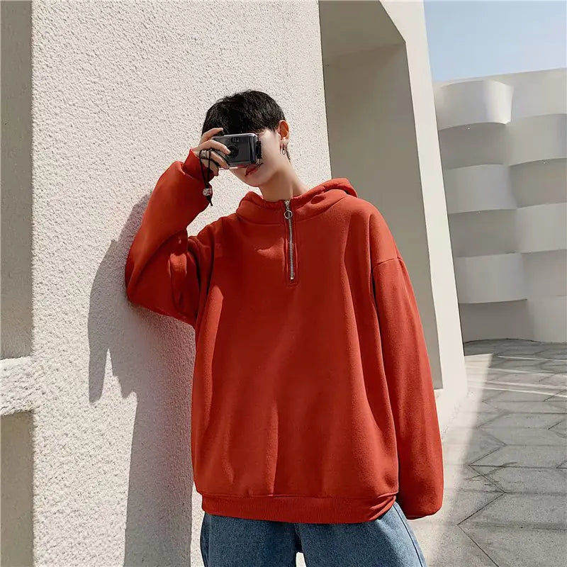 Men's Hooded Fleece Sweatshirt with Zipper - Autumn/Winter