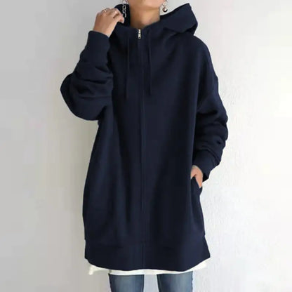 Zipper Hooded Plus Size Fleece Sweatshirt