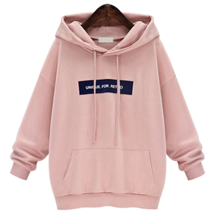 Loose Fit Plus Fleece Hooded Sweater for Students