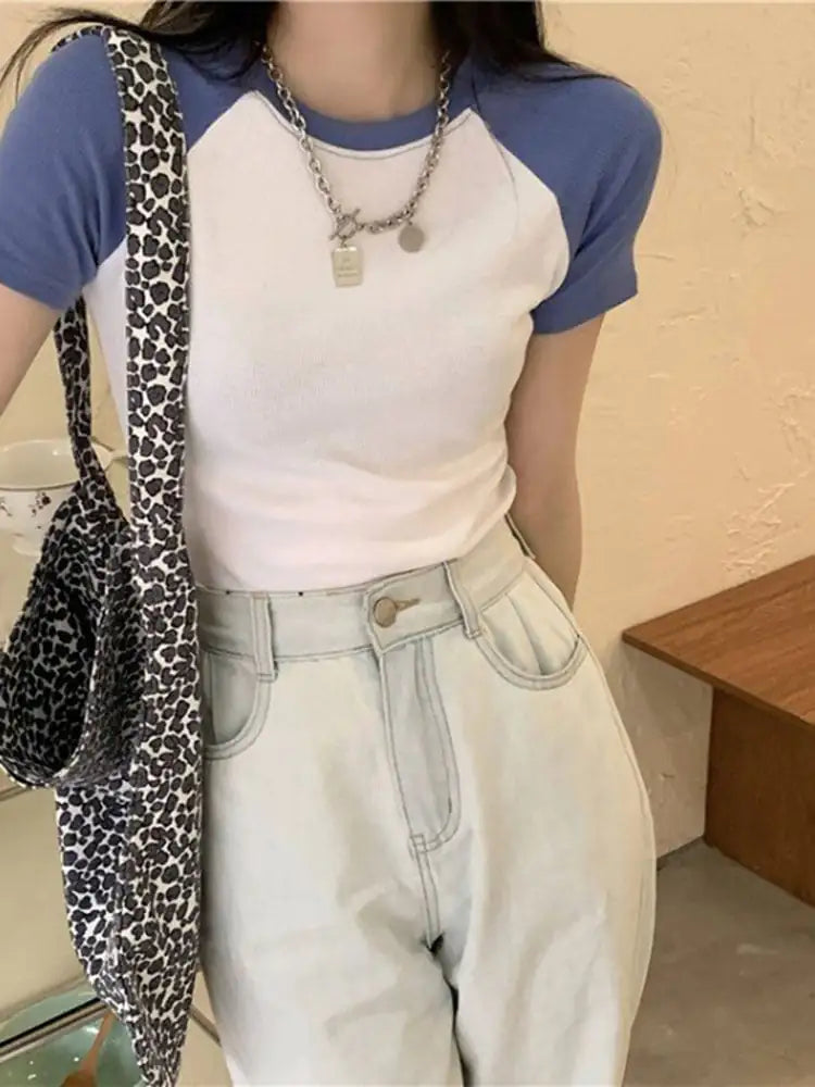 Slim Fit Women's Contrast Color Top