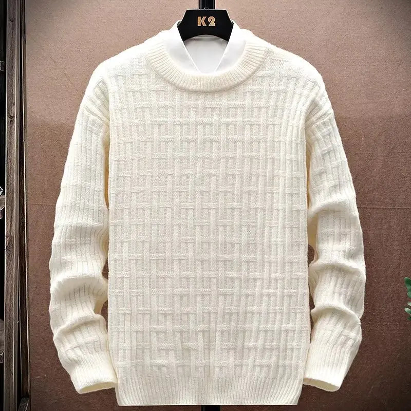 Men's Loose Knit Crew Neck Sweater for Winter