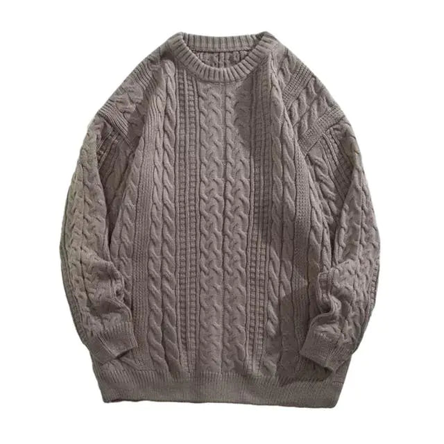 Korean Knitted Pullover Sweater for Men in Solid Color