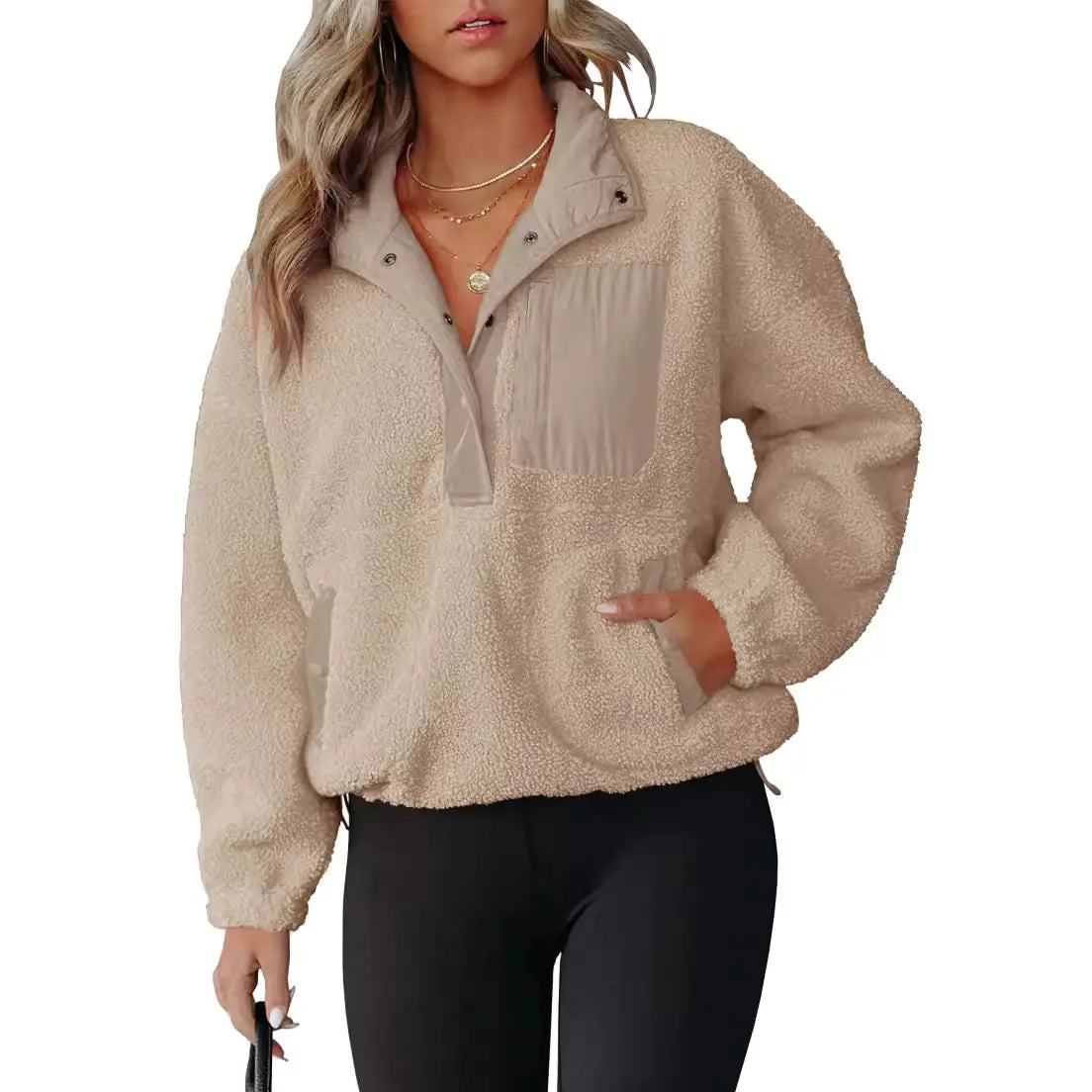 Color Block Half-Zip Pullover Sweatshirt for Women