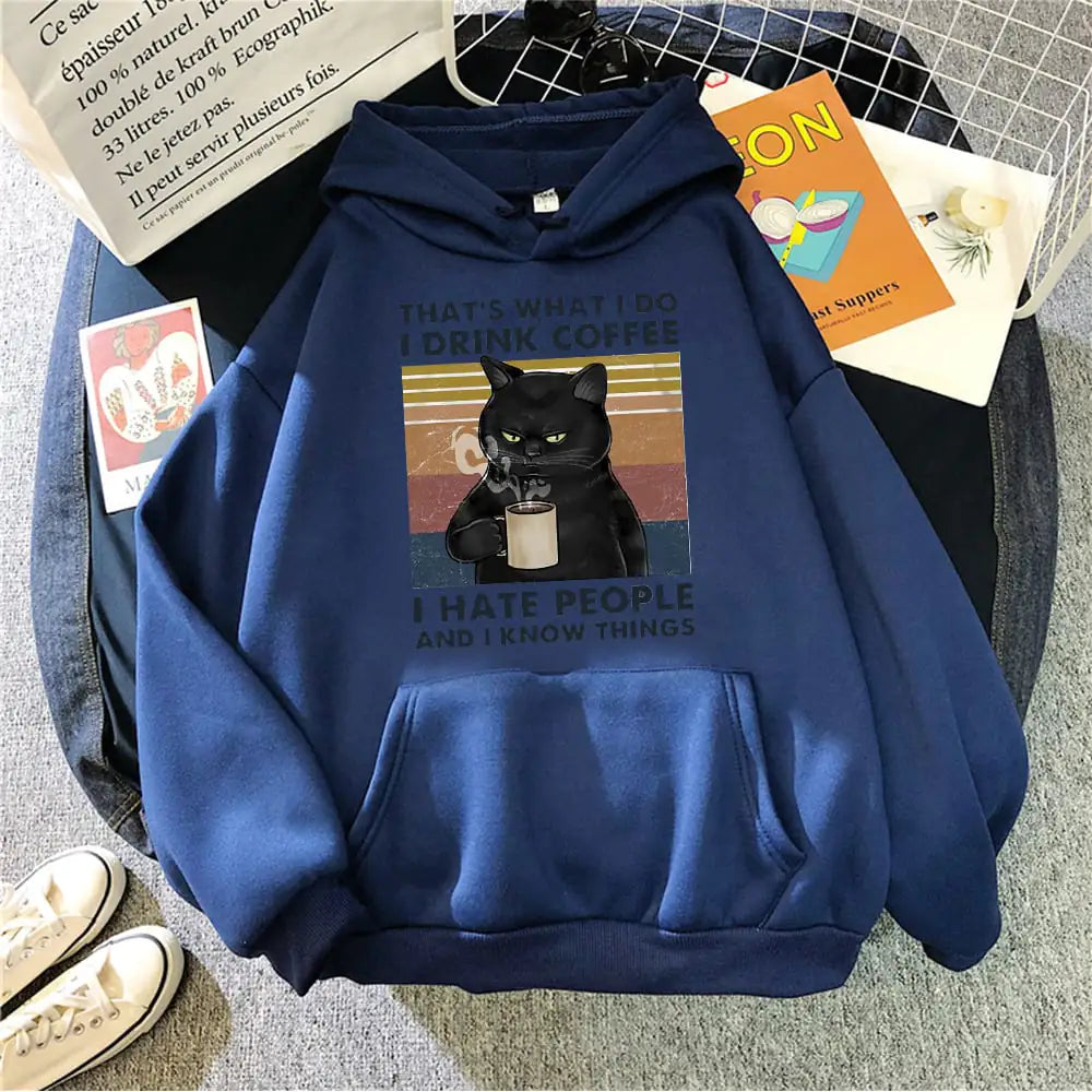 Creative Printed Cat Hoodie for Women
