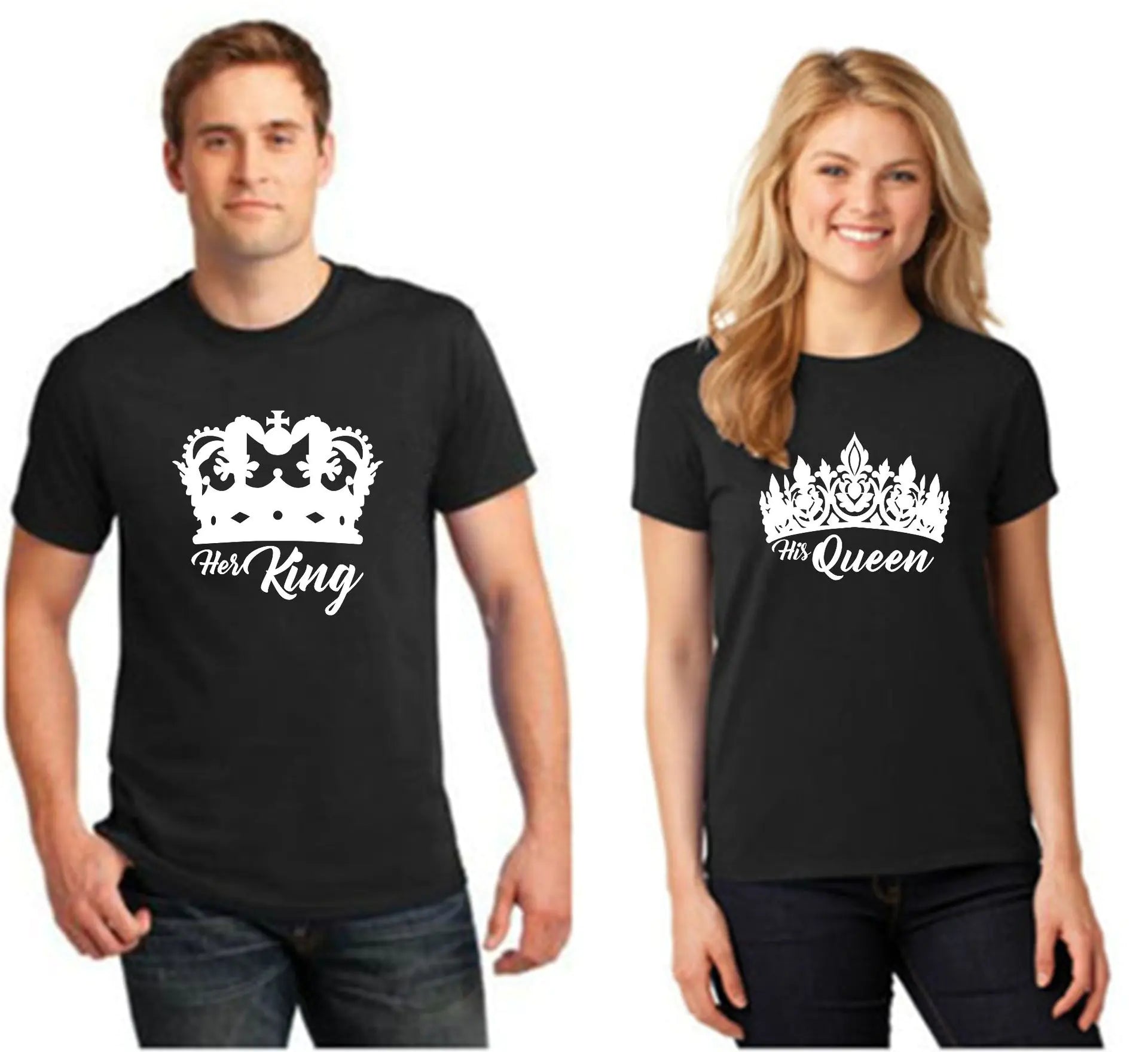 Couple's King Queen Letter Print Short Sleeve T-Shirt