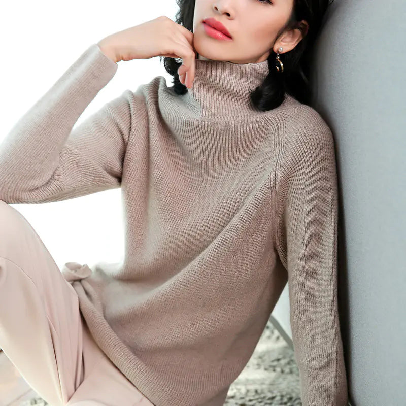 2017 Women's Oversized Turtleneck Cashmere Sweater