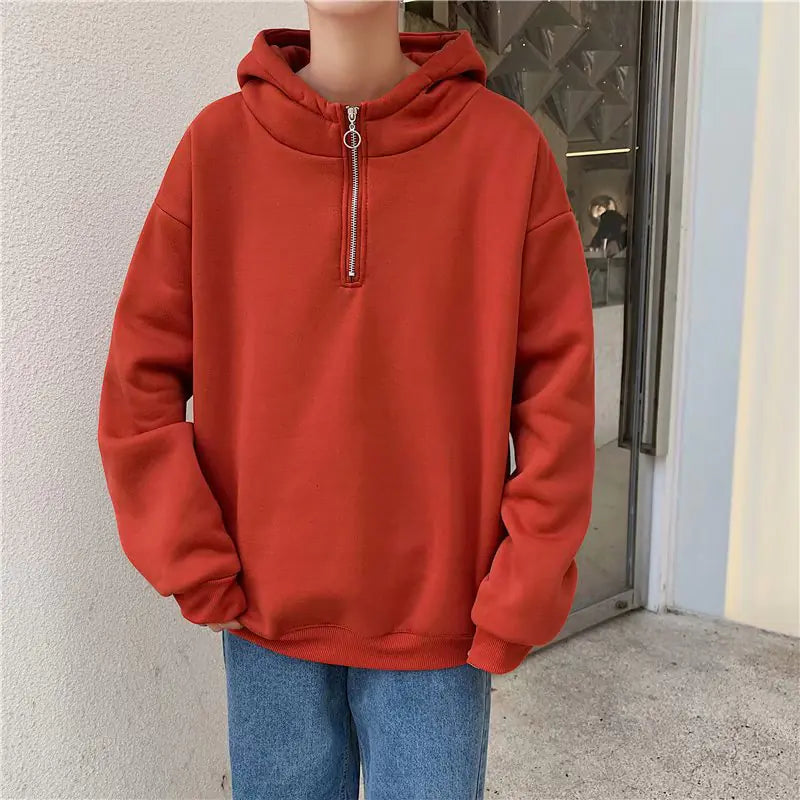 Men's Hooded Fleece Sweatshirt with Zipper - Autumn/Winter