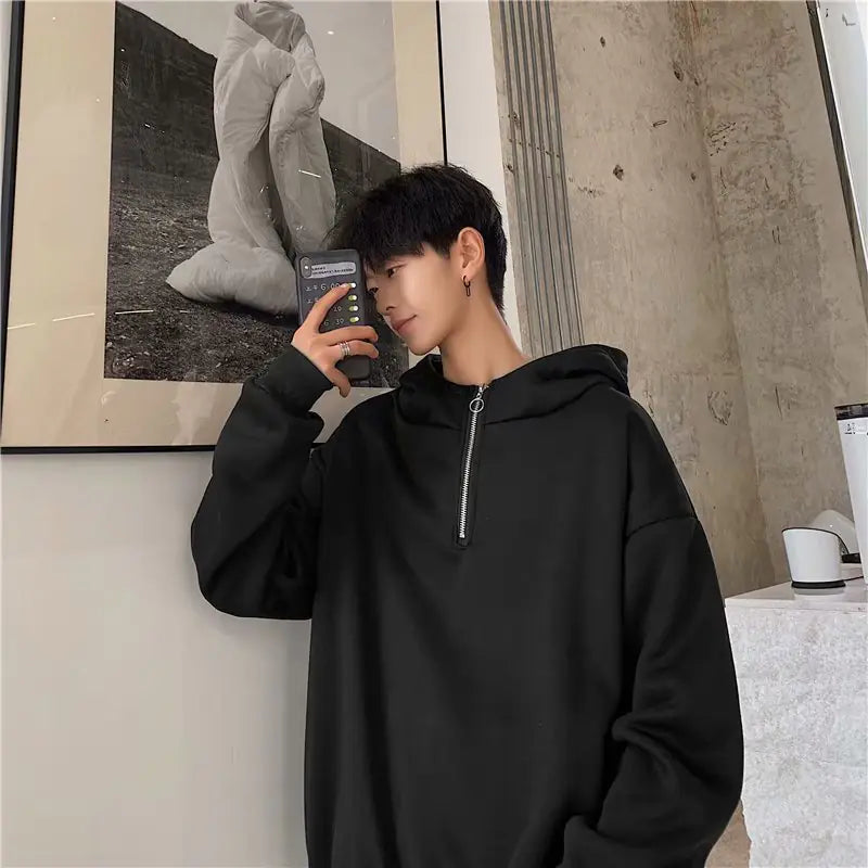 Men's Hooded Fleece Sweatshirt with Zipper - Autumn/Winter