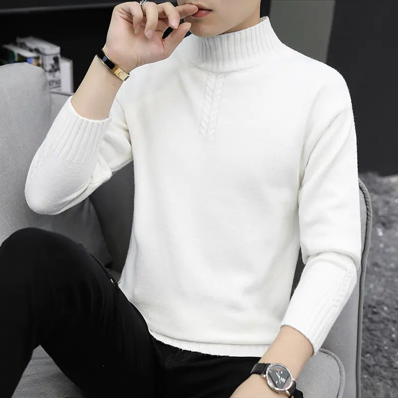 Men's Solid Color Half Collar Sweater
