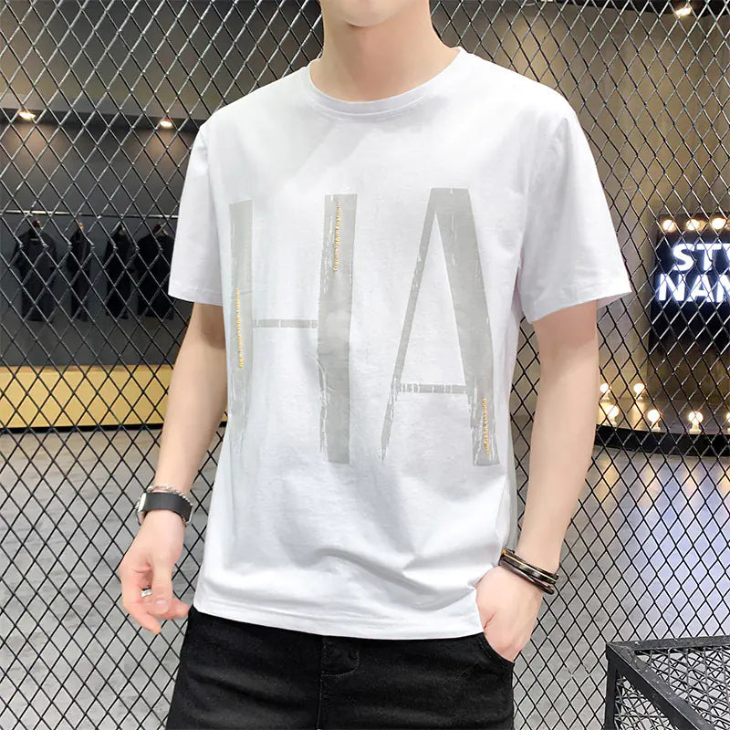 Summer Men's Loose Korean Style Short Sleeve T-Shirt