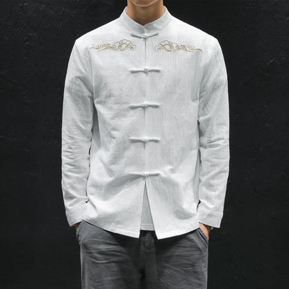 Oversized Embroidered Linen Shirt