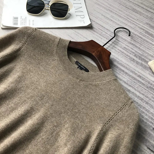 Seamless Round Neck 100% Pure Cashmere Sweater for Women