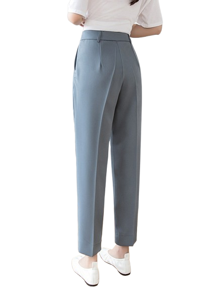 High Waist Cropped Chiffon Loose Straight Trousers