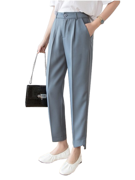 High Waist Cropped Chiffon Loose Straight Trousers