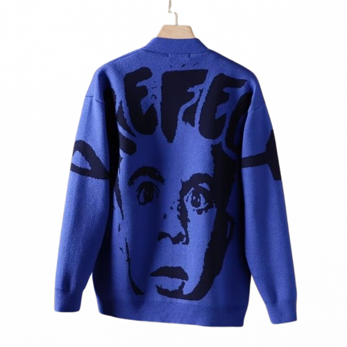 Oversized Round Neck Knit Sweater for Men