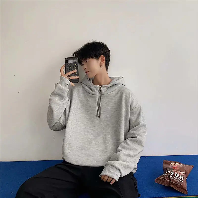 Men's Hooded Fleece Sweatshirt with Zipper - Autumn/Winter