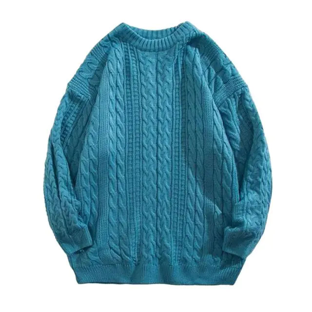 Korean Knitted Pullover Sweater for Men in Solid Color