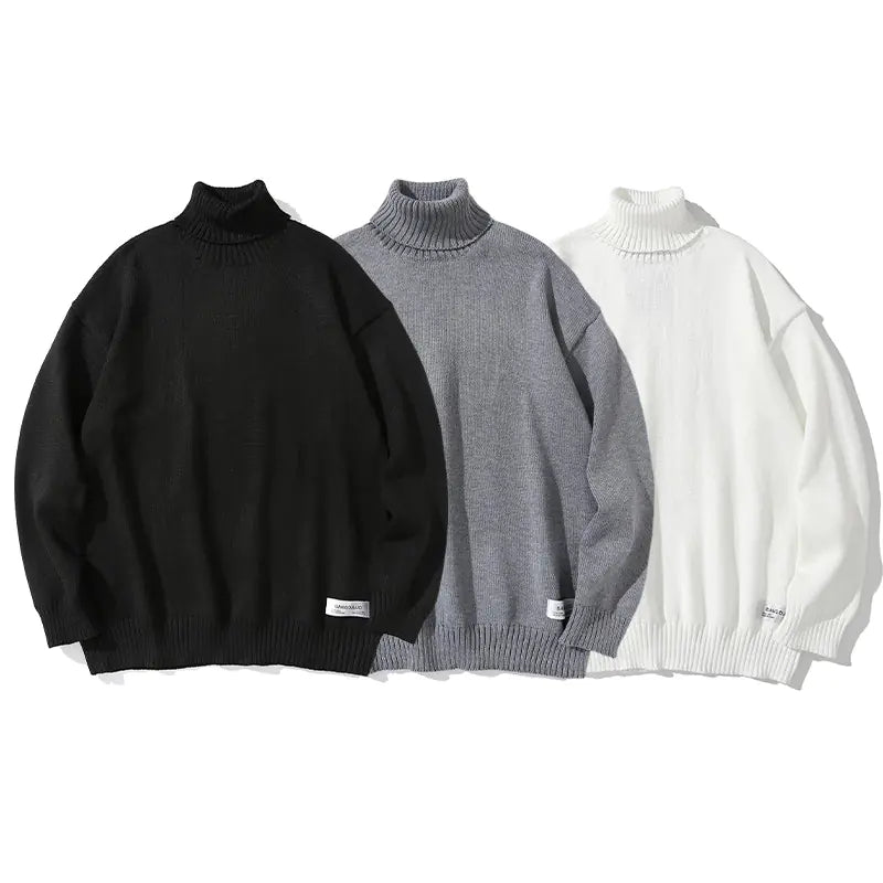 Japanese Retro High Neck Sweater for Men