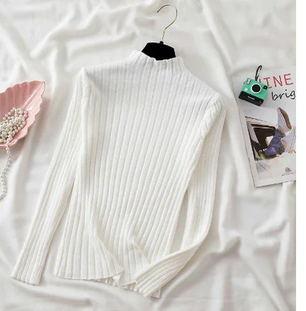 Chic High Neck Striped Sweater for Fall/Winter