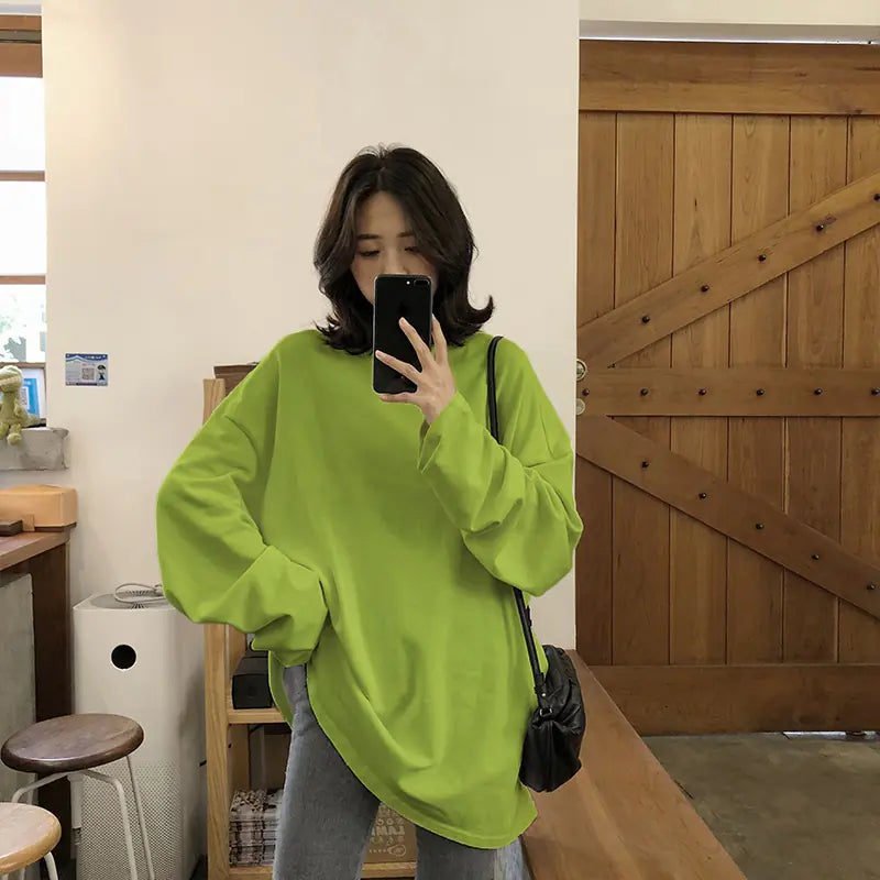 Chic Long Sleeve T-Shirt for Women - Loose Fit Style