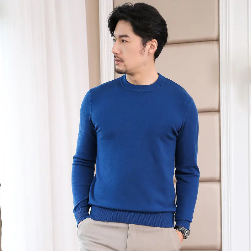 Men's Korean Style Round Neck Knit Sweater (Autumn/Winter)