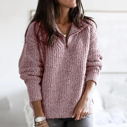 Women’s Plus Size Black Half-Zip Long Sleeve Sweater