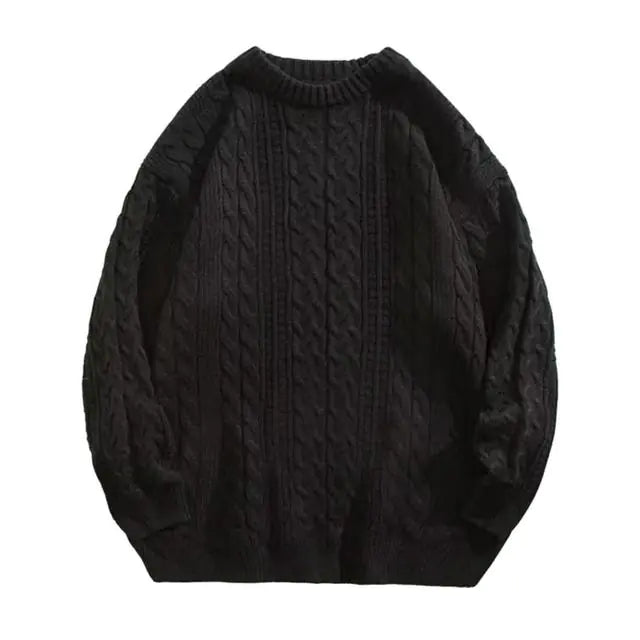 Korean Knitted Pullover Sweater for Men in Solid Color