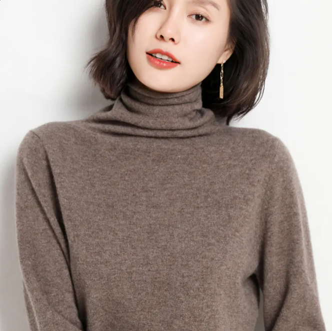Cashmere Turtleneck Sweater for Women Fall