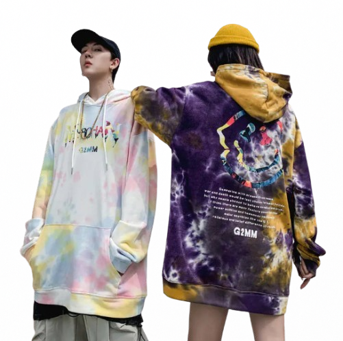 Tie-Dye Smiley Face Hoodies for Couples