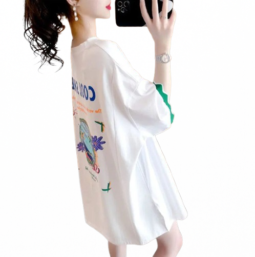 Patchwork Print Oversized Women's Casual T-Shirts