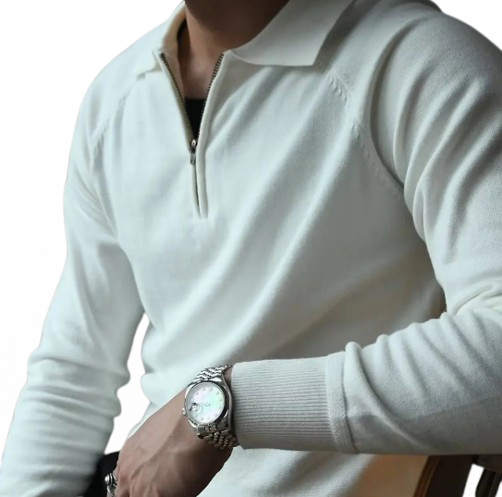 Men's Half Zipper Knitted Polo Shirt
