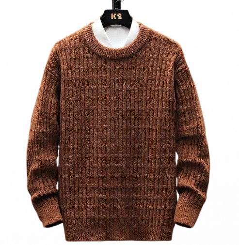 Men's Loose Knit Crew Neck Sweater for Winter