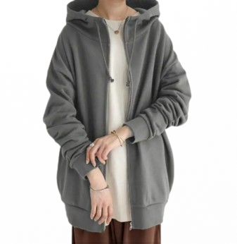 Zipper Hooded Plus Size Fleece Sweatshirt