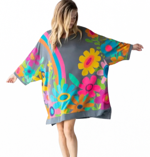 Loose Fit Printed Crew Neck Sweatshirt for Women