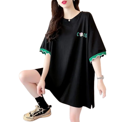 Patchwork Print Oversized Women's Casual T-Shirts