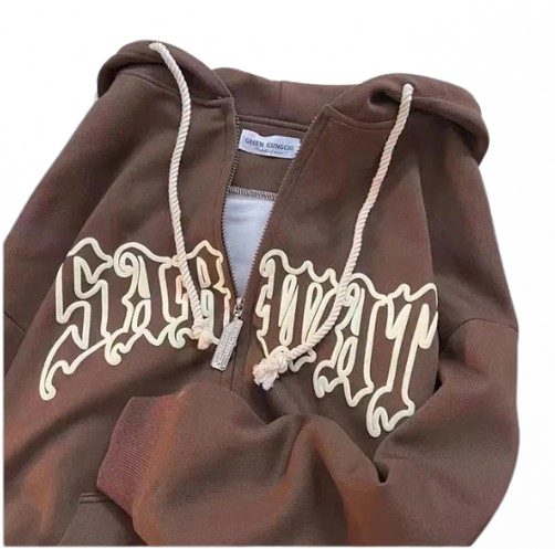 Vintage Harajuku Women's Zipper Hoodie - Y2K Street Wear