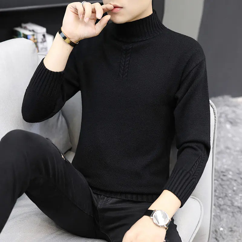 Men's Solid Color Half Collar Sweater