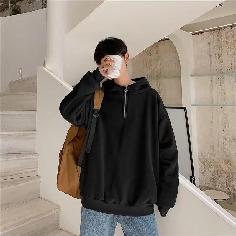 Men's Hooded Fleece Sweatshirt with Zipper - Autumn/Winter