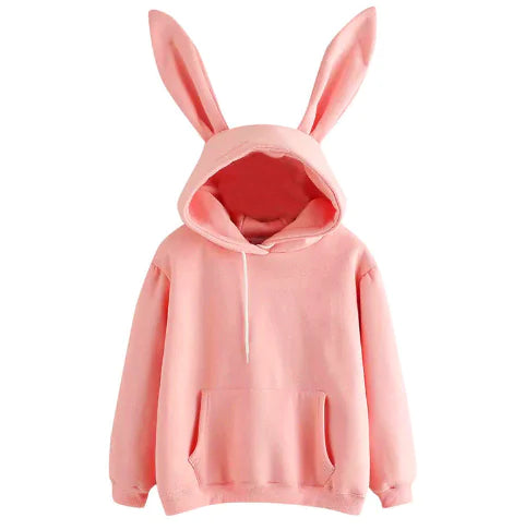 Casual Hooded Loose Fleece Rabbit Sweater for Women