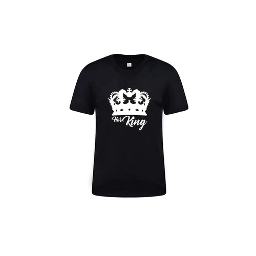 Couple's King Queen Letter Print Short Sleeve T-Shirt