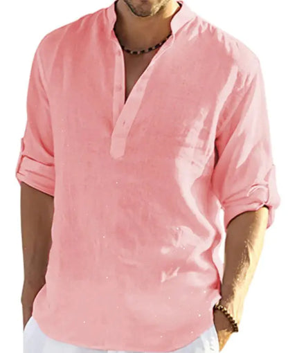 2023 Men's Casual Long Sleeve Cotton Linen Shirt