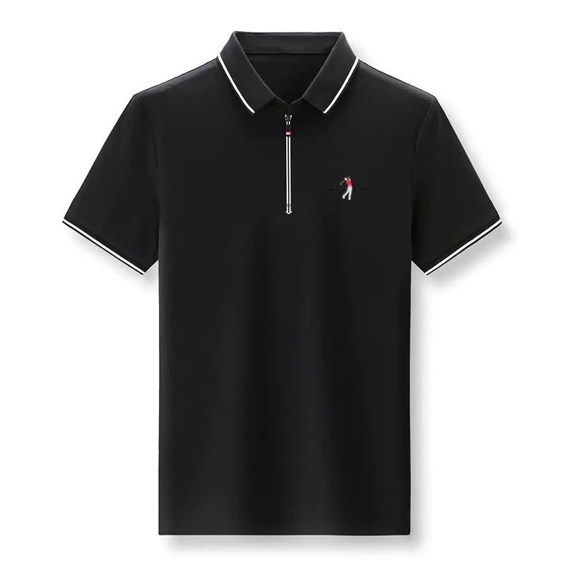 Summer Men's Short Sleeve Zipper Polo T-Shirt