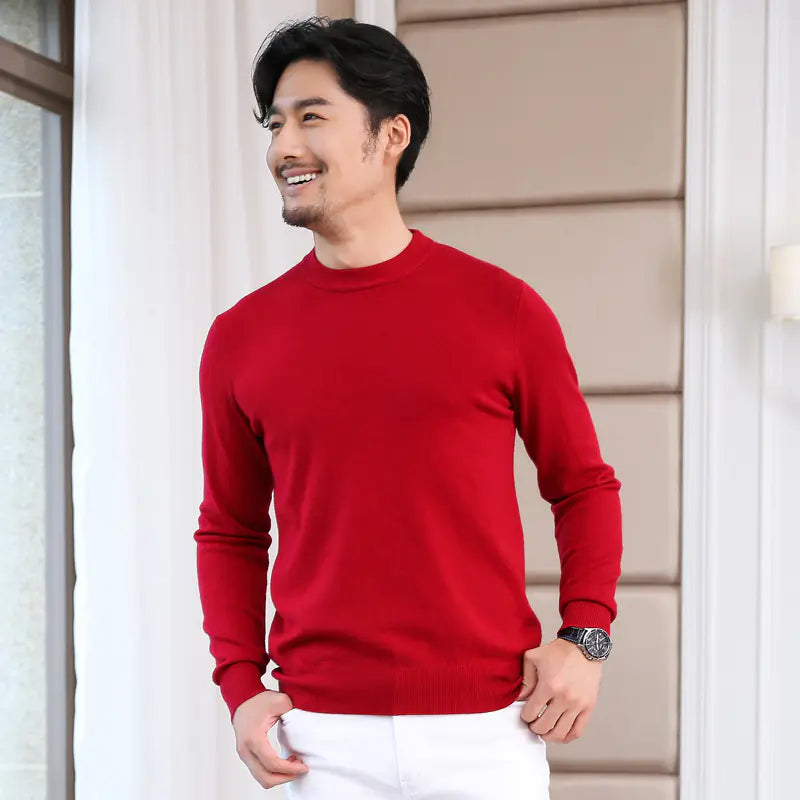 Men's Korean Style Round Neck Knit Sweater (Autumn/Winter)