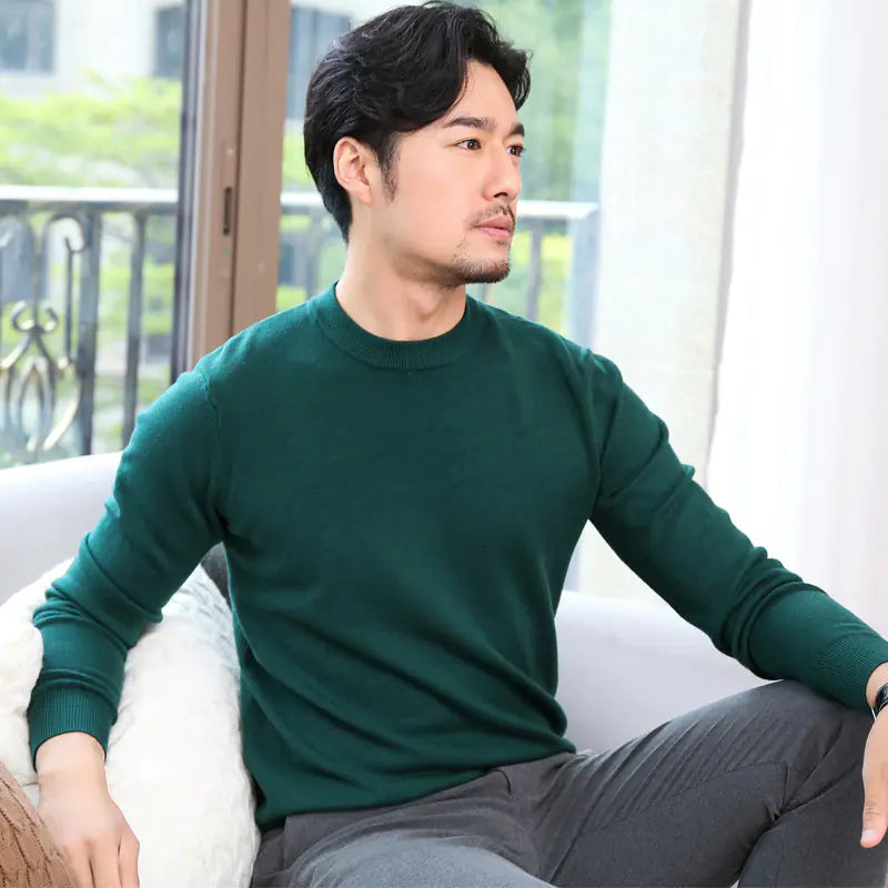 Men's Korean Style Round Neck Knit Sweater (Autumn/Winter)
