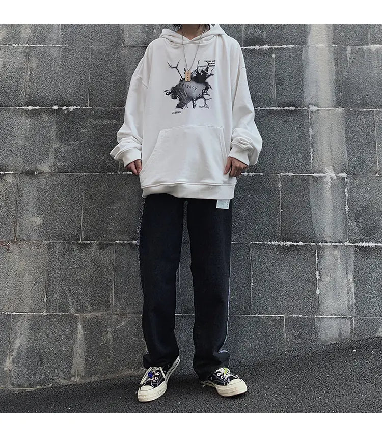 Oversized Retro Korean Hip Hop Sweatshirt in Cotton